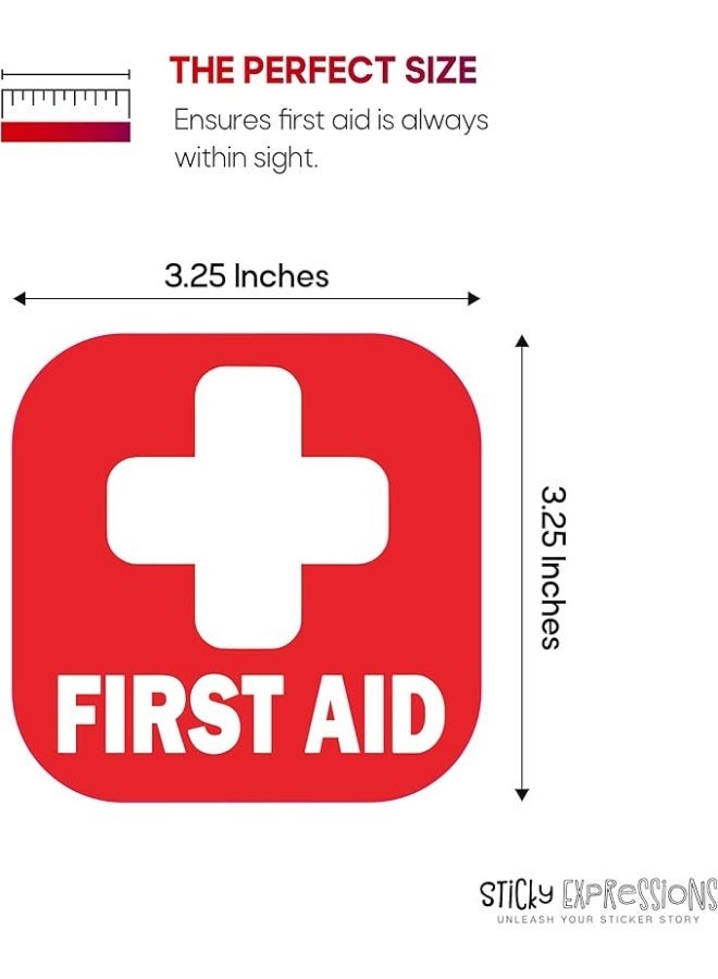 Sticky Expressions First Aid Label Sticker Set - Durable and Waterproof with Strong Adhesive for Use on First Aid Boxes and Emergency Kits (4 Pieces) - Image 3